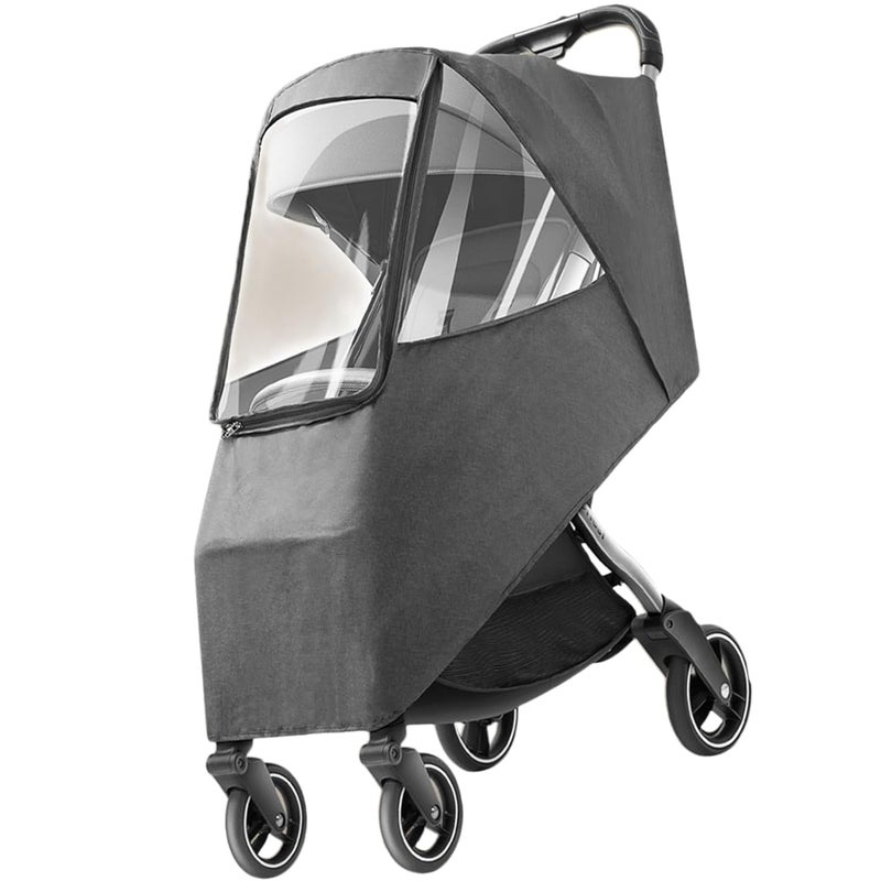Hilitand Universal Stroller Rain Cover  Waterproof Windproof Coldproof  Breathable Material Ventilation Holes for Unrestricted Airflow Linen Gray - Image 4