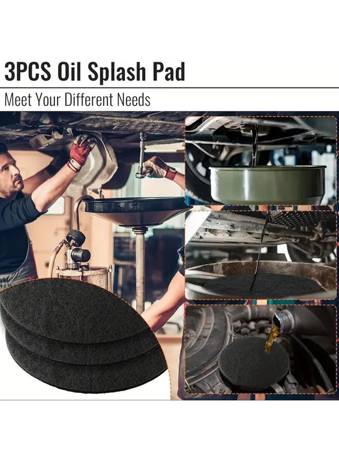 3pcs Oil Pan Splash Guard 14.96x14.96 Inch Round Oil Change Mat Suitable For Car Oil Change Transmission Oil Drain Pan Black Heat Resistant Splash Guard - Image 3
