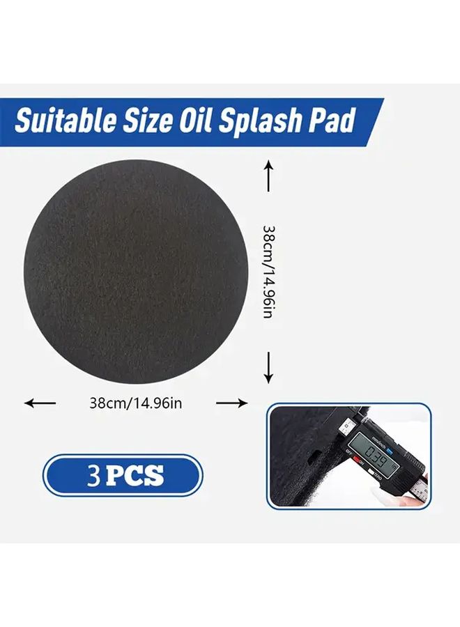 3pcs Oil Pan Splash Guard 14.96x14.96 Inch Round Oil Change Mat Suitable For Car Oil Change Transmission Oil Drain Pan Black Heat Resistant Splash Guard - Image 2