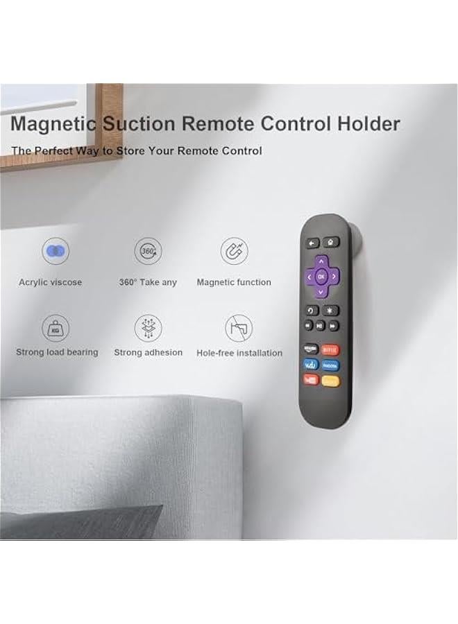 HOOKOR 8Pcs Magnetic Remote Control Holder Wall Mount, Wall Mount Remote Holder, Self-Adhesive TV Remote Control Rack, No Drill Remote Control Organizers, for Home (Gray) - Image 2