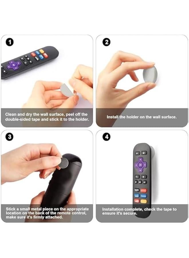 HOOKOR 8Pcs Magnetic Remote Control Holder Wall Mount, Wall Mount Remote Holder, Self-Adhesive TV Remote Control Rack, No Drill Remote Control Organizers, for Home (Gray) - Image 5
