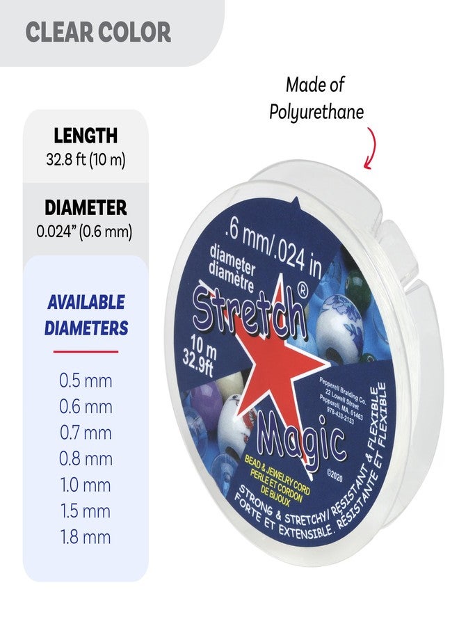 ستريتش ماجيك خيط الخرز السحري المطاطي من ذا بيدسميث - قوي ومرن، سهل العقد - لون شفاف - قطر 0.6 مم - بكرة بطول 10 أمتار (32.8 قدم) - خيط مطاطي لصنع المجوهرات المزينة بالخرز - Image 3