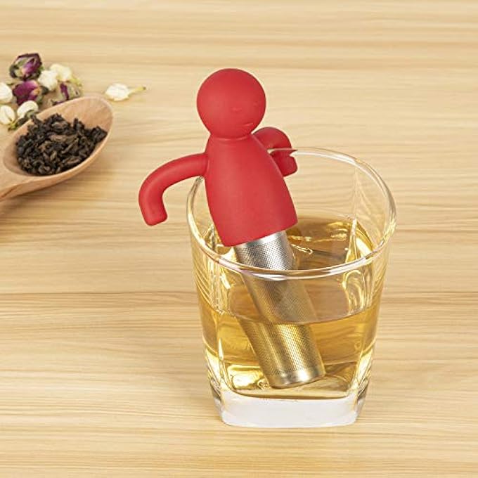 Leden Tea Infuser Cute Tea Strainer For Loose Tea Stainless Steel Fine Mesh Tea Ball Steeper With Silicone Lid For Mug And Cup Red - Image 5