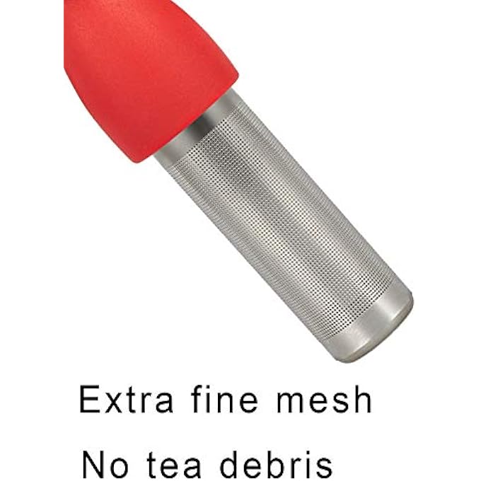 Leden Tea Infuser Cute Tea Strainer For Loose Tea Stainless Steel Fine Mesh Tea Ball Steeper With Silicone Lid For Mug And Cup Red - Image 4