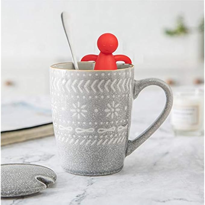 Leden Tea Infuser Cute Tea Strainer For Loose Tea Stainless Steel Fine Mesh Tea Ball Steeper With Silicone Lid For Mug And Cup Red - Image 3