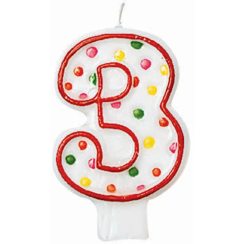 Polka Dots #3 Flat Molded Candles, White/Red