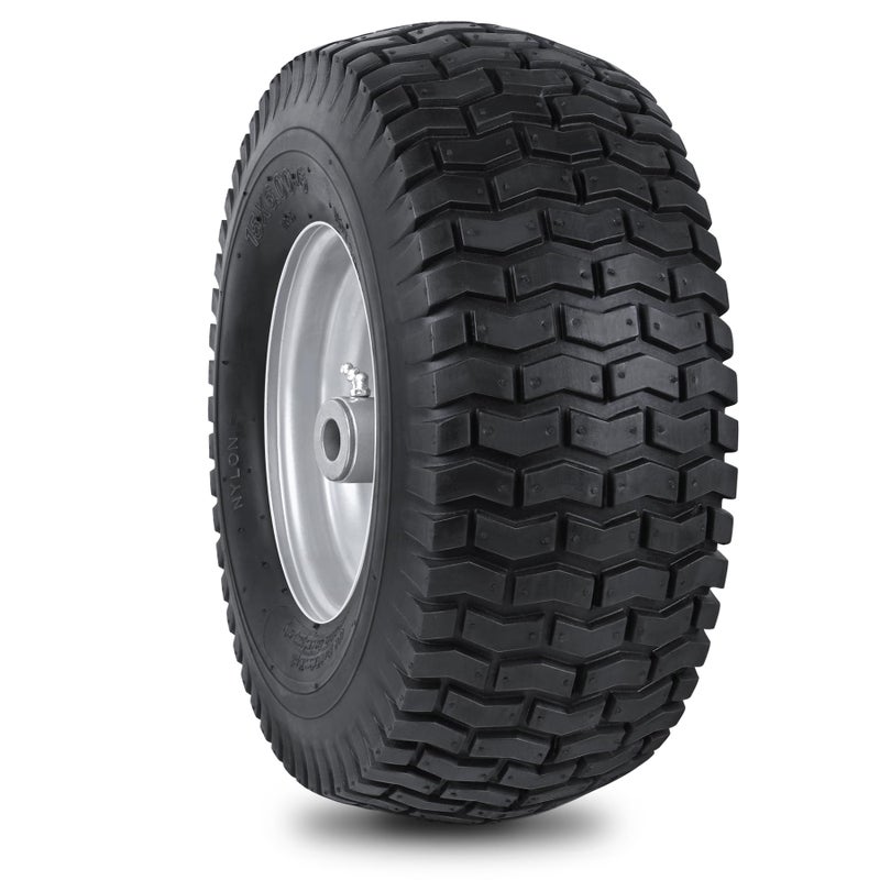 phepetroll 15x6.00-6nhs Lawn Mower Front Tire 4 Ply 15x6x6 Lawn Mower 570 Lbs Tire and Wheel with 3/4" Iron Bushing and 6 Spacers, Replacement for Garden Lawn Tractor Riding Lawn Mowers, 1 Pack - Image 1