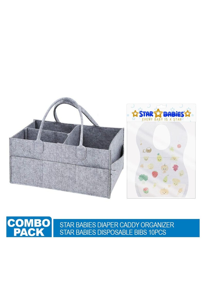 STAR BABiES Star Babies Diaper Caddy Organizer & Disposable Bib 10Pcs - Image 2