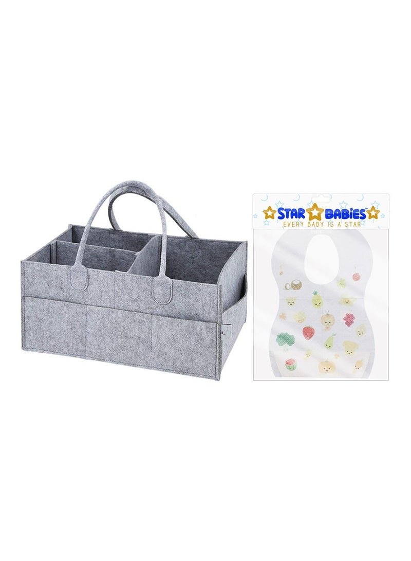 STAR BABiES Star Babies Diaper Caddy Organizer & Disposable Bib 10Pcs - Image 1