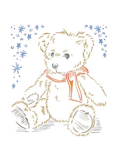 Usnyabni Stencils for Walls: Teddy Bear Stencil, 6.5 x 6.5 inch (S) - Fluffy Tatty Scruffy Teddy Scarf Stars Kids Design Big Childs Room Stencils for Painting Template  - Image 1