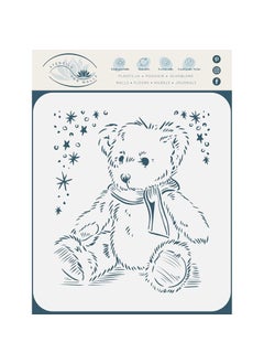 Usnyabni Stencils for Walls: Teddy Bear Stencil, 6.5 x 6.5 inch (S) - Fluffy Tatty Scruffy Teddy Scarf Stars Kids Design Big Childs Room Stencils for Painting Template  - Image 2