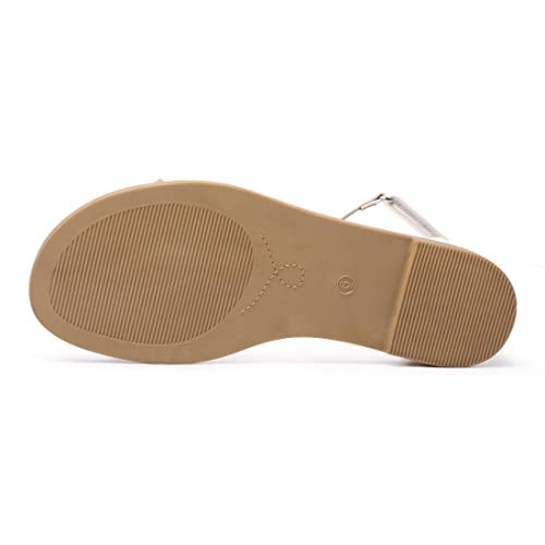 LM Women's Flat Sandals Open Toe One Band Ankle Strap Sandals Casual Summer Flat Sandals (8, White) - Image 4