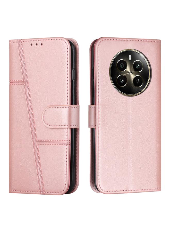 S-TOP Case For Realme 12+ Stitching Calf Texture Buckle Leather Phone Case - Image 1
