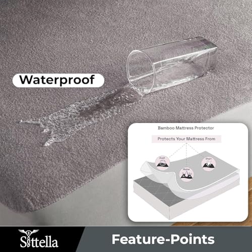 SITTELLA®75 x 60 Inches (6.25 × 5 feet) 100% Waterproof Premium Cotton Mattress Protector | Hypoallergenic, Breathable & Ultra-Soft Fitted Bed Protector Queen Size- Grey - Image 4