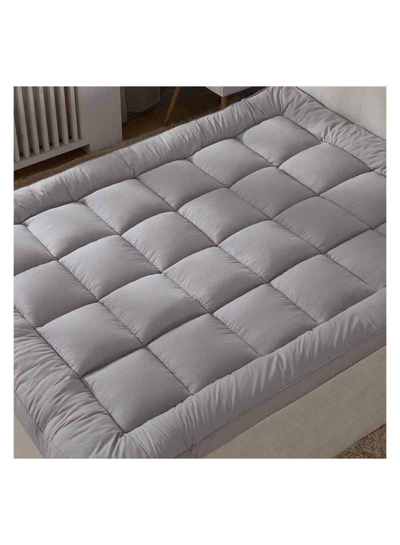 Comfy غطاء مرتبة مريح وناعم ومحشو بالألياف باللون الرمادي 200 × 200 سم - Image 1