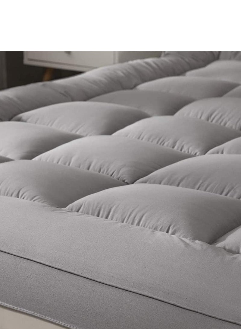 Comfy غطاء مرتبة مريح وناعم ومحشو بالألياف باللون الرمادي 200 × 200 سم - Image 2