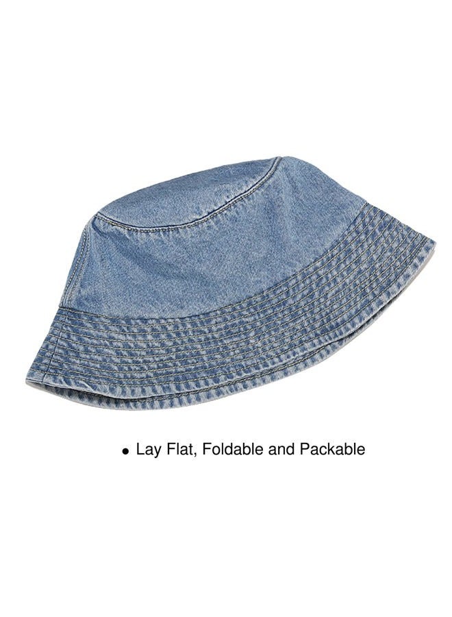 Umeepar Unisex Cotton Packable Denim Bucket Hat Beach Sun Hat for Men Women (Light Blue) - Image 3