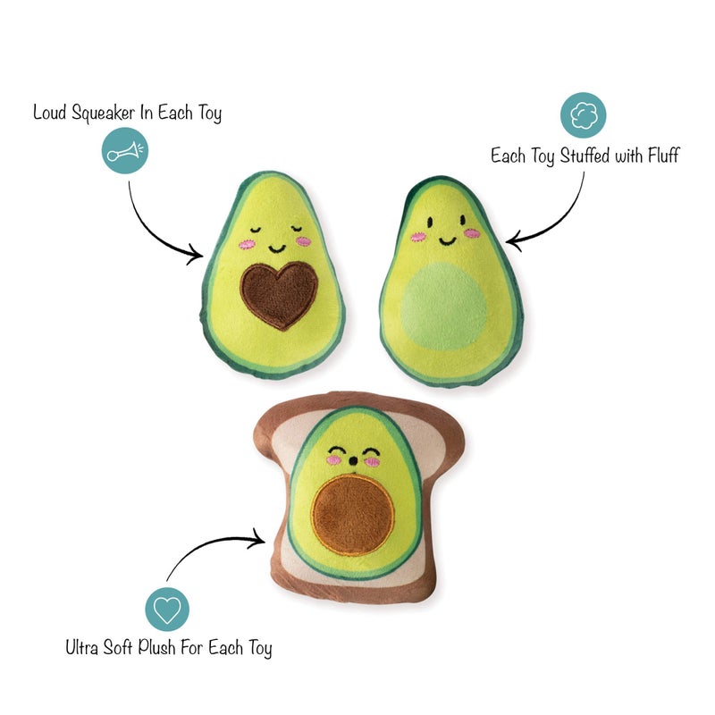 Fringe Studio Squeaker Pet Toy Set, Set of 3, Avocado (289434) - Image 2