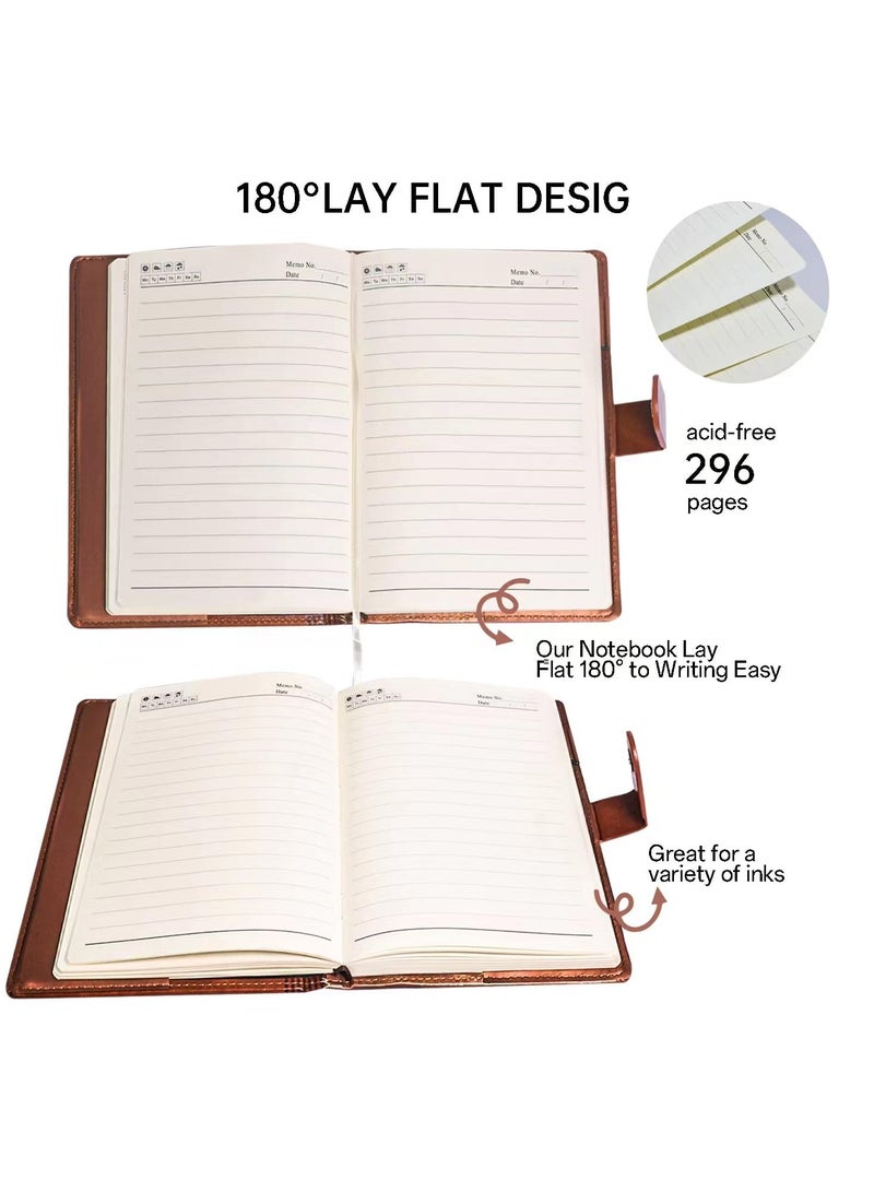 Leather Ruled Notebook Journal 300  with Pen Loop Journals for Writing,Travel,Business,Work School,College Ruled Notebooks for Note Taking, Diary Notepad (brown) - Image 3