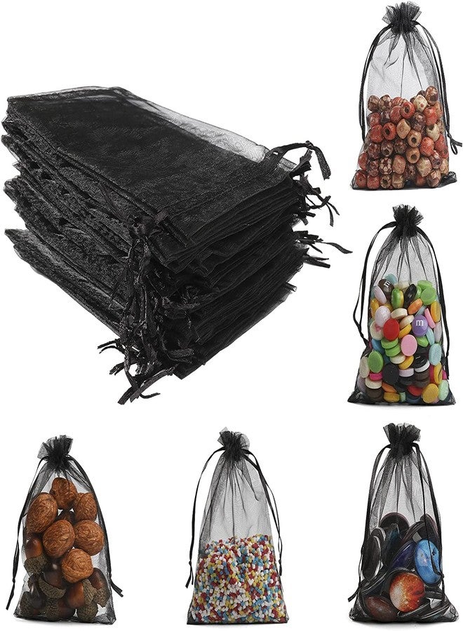 ANZNKU 50PCS Black Organza Bags, Gift Bags Small Size, Sheer Organza Bags 5x7 Inch, Mesh Bags Candy Bags, Small Mesh Bags with Drawstring, Party Wedding Favor Bags - Image 5