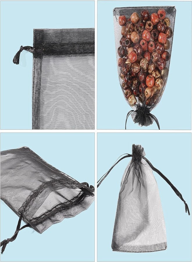 ANZNKU 50PCS Black Organza Bags, Gift Bags Small Size, Sheer Organza Bags 5x7 Inch, Mesh Bags Candy Bags, Small Mesh Bags with Drawstring, Party Wedding Favor Bags - Image 4