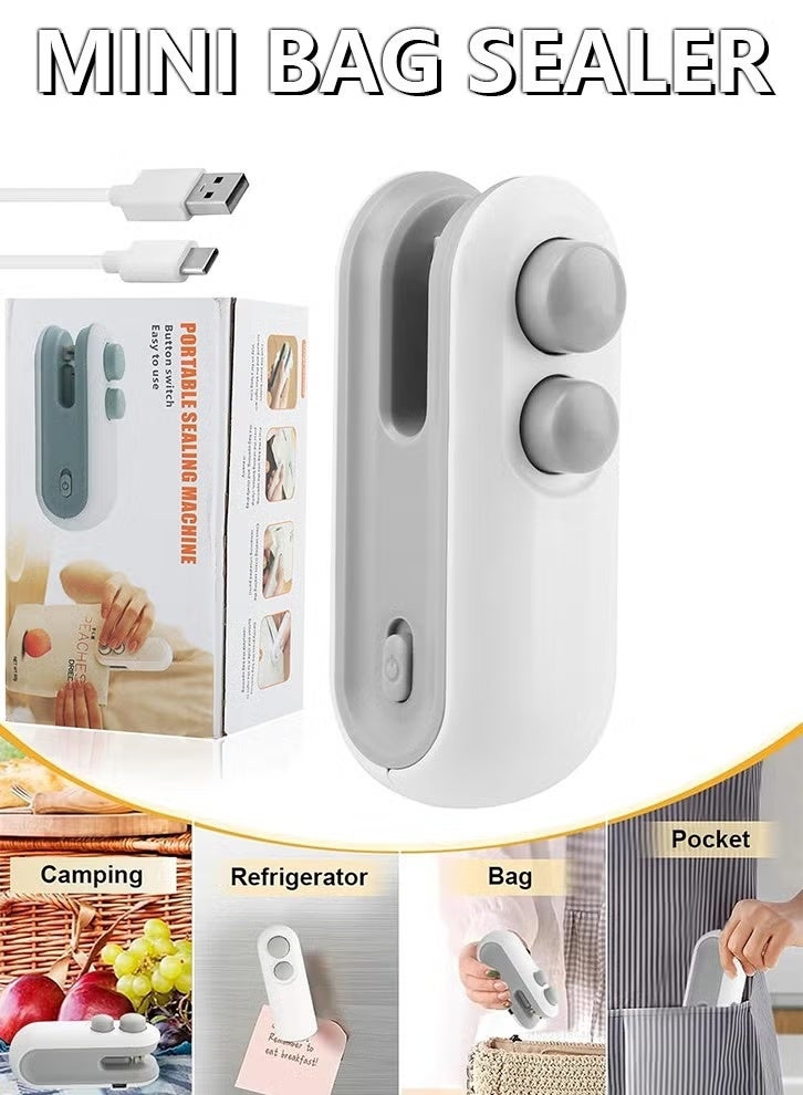 Raxoom 2-in-1 Mini Bag Sealer & Cutter – Portable Rechargeable Heat Sealer for Plastic Bags, Snack & Chip Bag Sealing Machine, Vacuum Food Storage Sealer for Freshness Preservation - Image 1