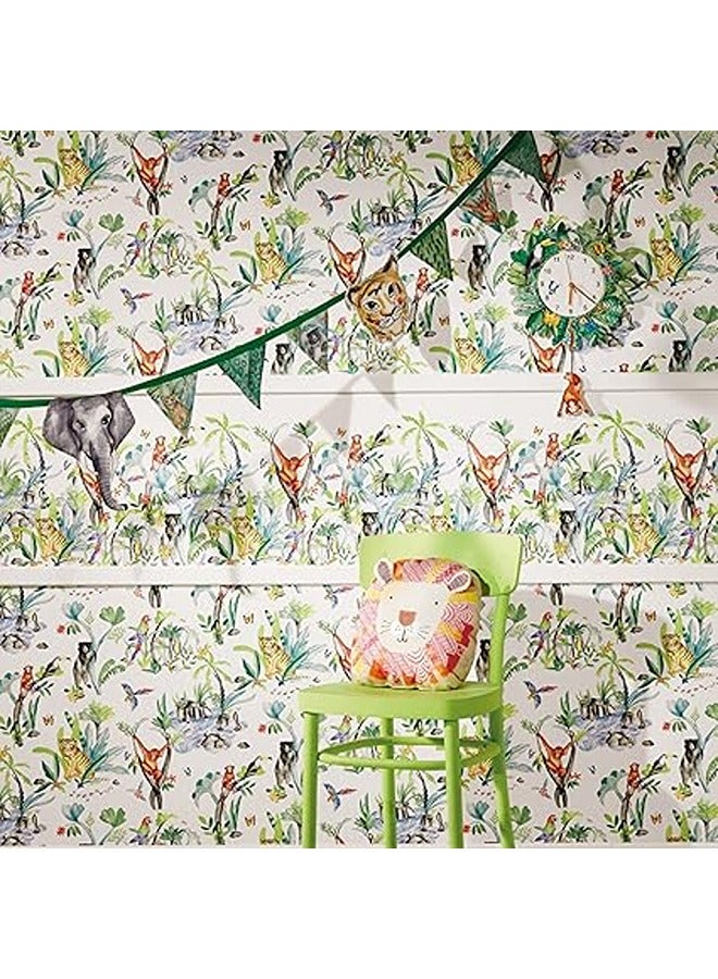 JAMEEL IMAGINE FUN - Arthouse Jungle Mania Animal Wallpaper, Kids Room Decor, Jungle Animals Pattern  - Image 3