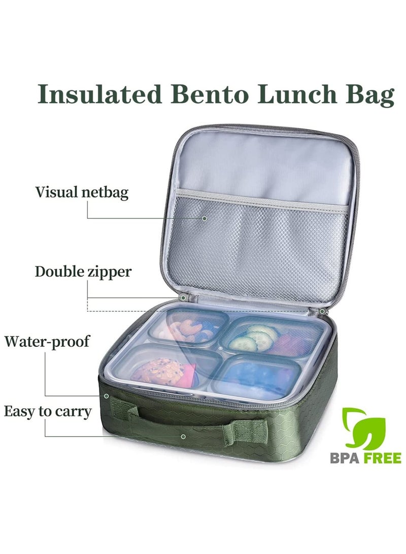 GGEROU Stainless Steel Lunch Box for Kids Adults,Insulated Bento Lunch Box with Tableware and Bag,1060ml 4 Compartment Divided Lunch Containers - Image 4