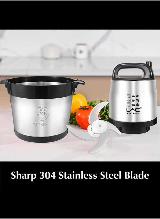 LAC - 8L Large Capacity Electric Meat Grinder Stainless Steel Chopper 2 Speeds Meat Mincer Food Processor Elegant Slicer With Integrated 4-Sharp Blades And Child Safety Lock - Image 1