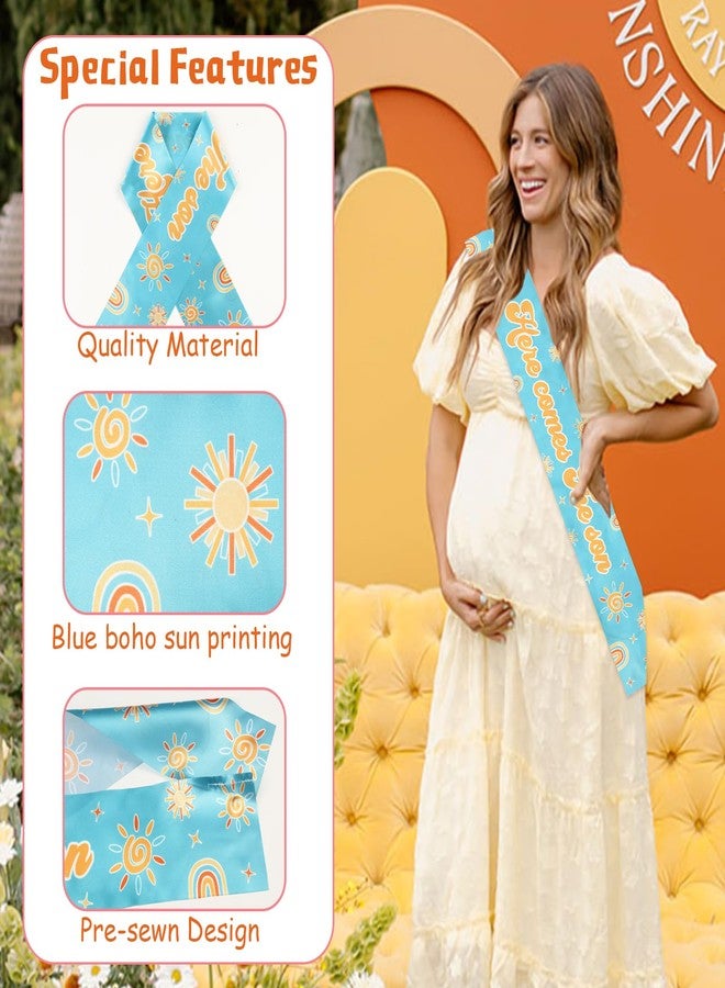 Serencatcher Here Comes the Son Baby Shower Decorations, Sunshine Baby Shower Party Favors Blue Mom Dad to be Pin Flower Crown for Boho Groovy Sunshine Gender Reveals Party Favors - Image 2