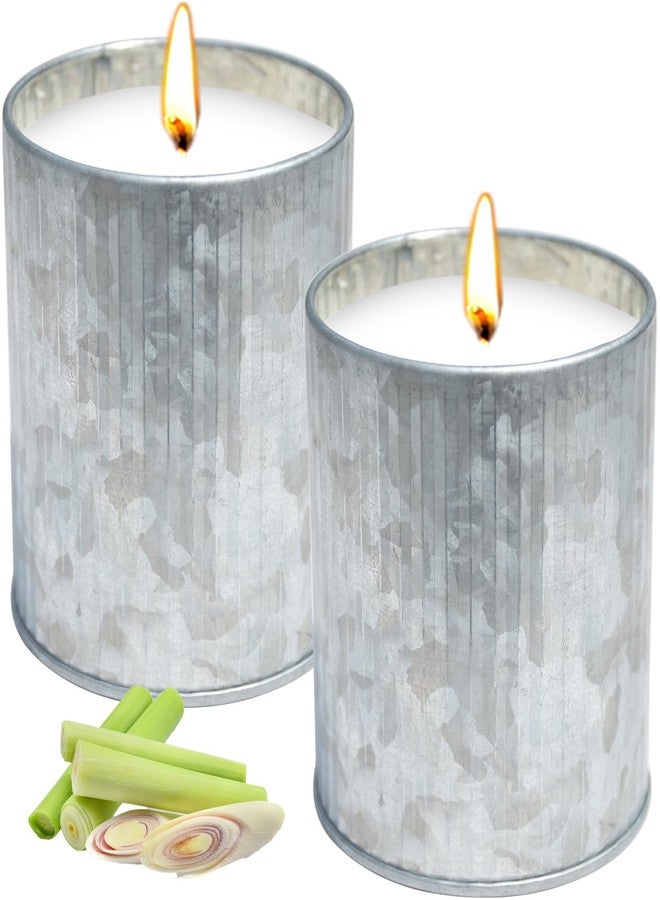 Jayhanvoe Citronella Candles Outdoor, 2 Pack 8oz Each, Natural Soy Wax with Citronella Oil, Long-Lasting 60H Burn Time, Silver Tin Candle Set for Patio, Garden, Deck, Backyard, Camping, Summer Nights - Image 1