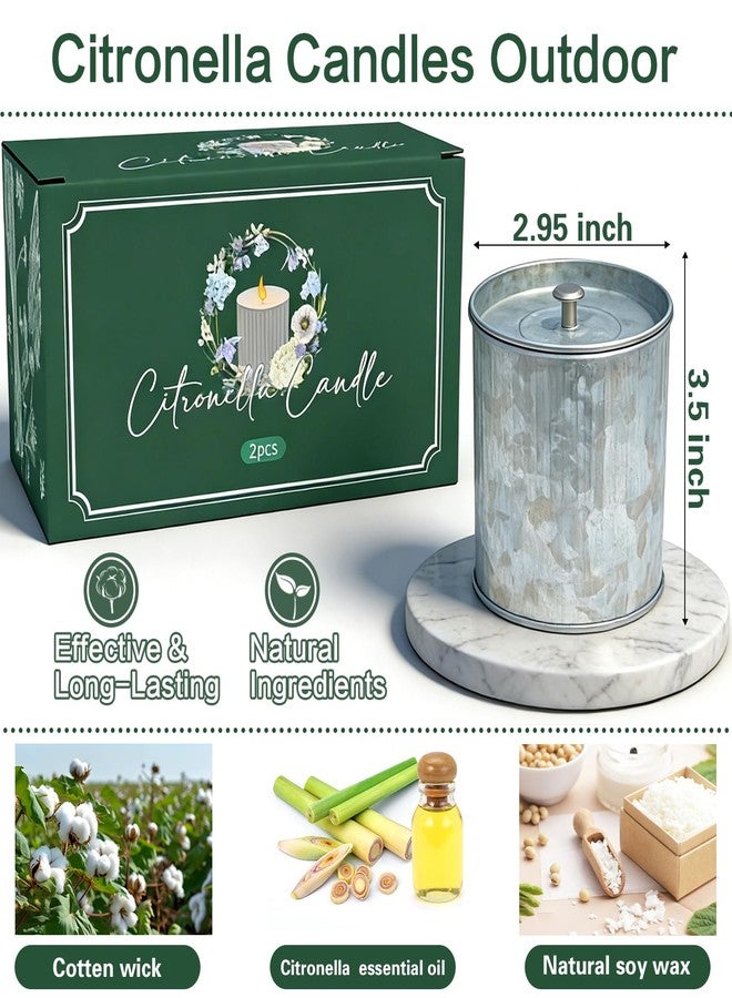 Jayhanvoe Citronella Candles Outdoor, 2 Pack 8oz Each, Natural Soy Wax with Citronella Oil, Long-Lasting 60H Burn Time, Silver Tin Candle Set for Patio, Garden, Deck, Backyard, Camping, Summer Nights - Image 2