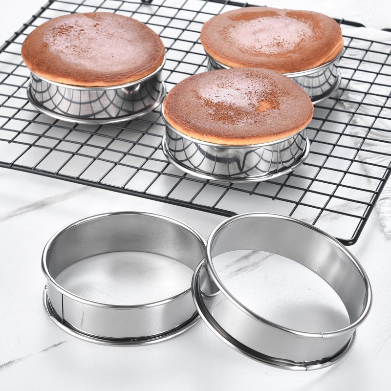 DATANYA DATANYA 8Pack 4 Inch English Muffin Rings Crumpet Rings Stainless Steel Double Rolled Tart Rings, Round Metal Cooking Pastry Ring Molds for baking  - Image 4