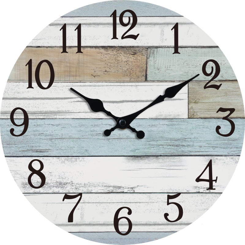 KECYET Wall Clock Battery Operated 8 Inch Silent Non Ticking Coastal Design Country Rustic Retro Decorative for Bathroom Kitchen Living Room Bedroom