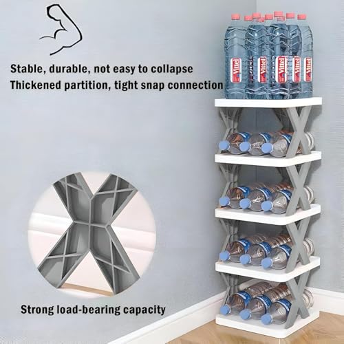 Pivalo 5-Tier Stackable Shoe Rack Expandable PVC Footwear Organiser Portable Lightweight and Reusable Storage Shelf for Sandals & Sleepers- White - Image 3