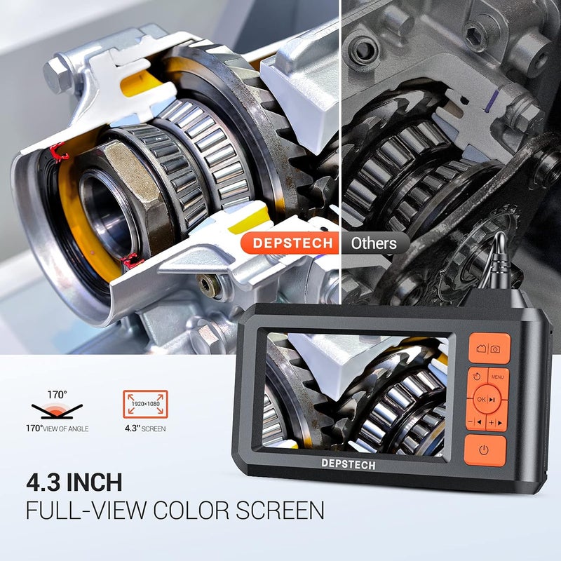 DEPSTECH 5.5mm Industrial Endoscope, 1080P Digital Borescope Inspection Camera with 4.3" Screen, IP67 Waterproof Snake Camera with Lights,16.5FT Semi-Rigid Cable, 32GB Card &Photo Capture (Orange) - Image 3