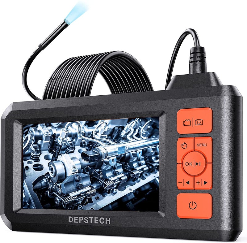 DEPSTECH 5.5mm Industrial Endoscope, 1080P Digital Borescope Inspection Camera with 4.3" Screen, IP67 Waterproof Snake Camera with Lights,16.5FT Semi-Rigid Cable, 32GB Card &Photo Capture (Orange) - Image 1