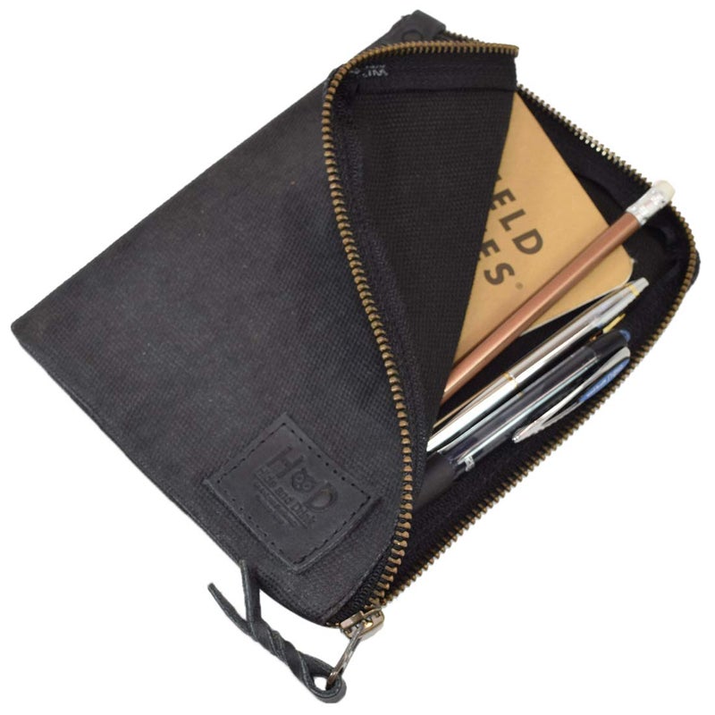 Hide & Drink Hide Drink Scribbler Case for Notebook Handmade from Waxed Canvas Charcoal Black - Image 2