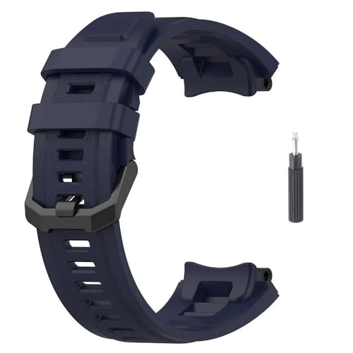 T TECLUSIVE Soft Silicone Strap Band Compatible with Amazfit T-Rex 2 | Adjustable Silicone Rubber Band with Installation Tool for Trex 2 (Blue) - Image 1