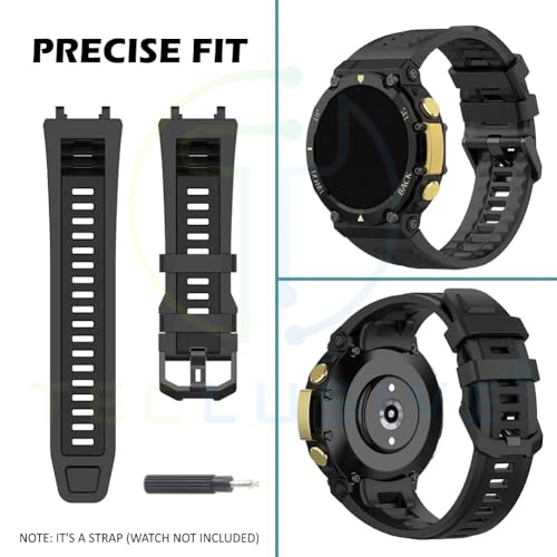 T TECLUSIVE Soft Silicone Strap Band Compatible with Amazfit T-Rex 2 | Adjustable Silicone Rubber Band with Installation Tool for Trex 2 (Blue) - Image 5