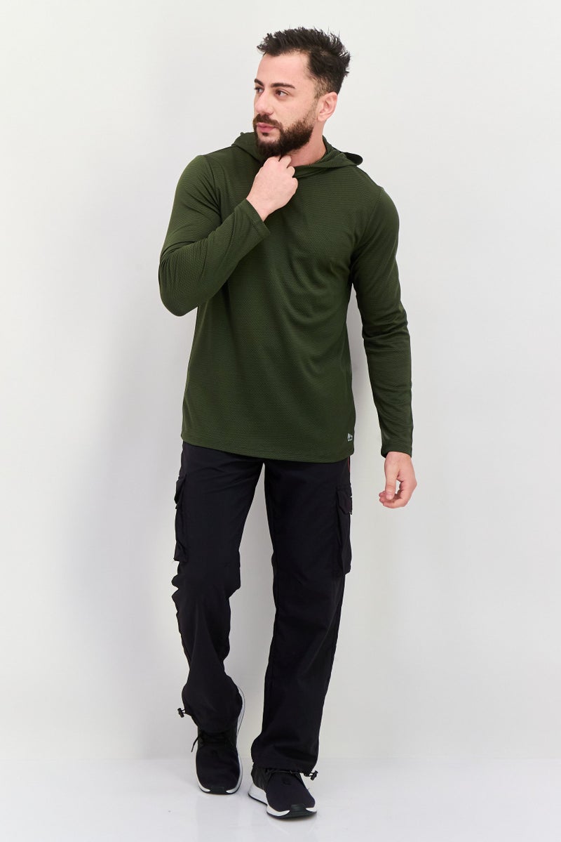 RBX Men Sportswear Fit Textured Long Sleeves Outdoor Sweatshirt, Olive  - Image 2