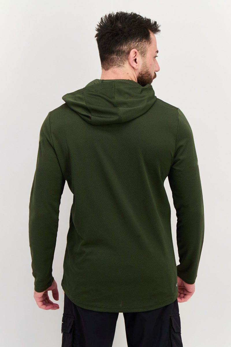RBX Men Sportswear Fit Textured Long Sleeves Outdoor Sweatshirt, Olive  - Image 3