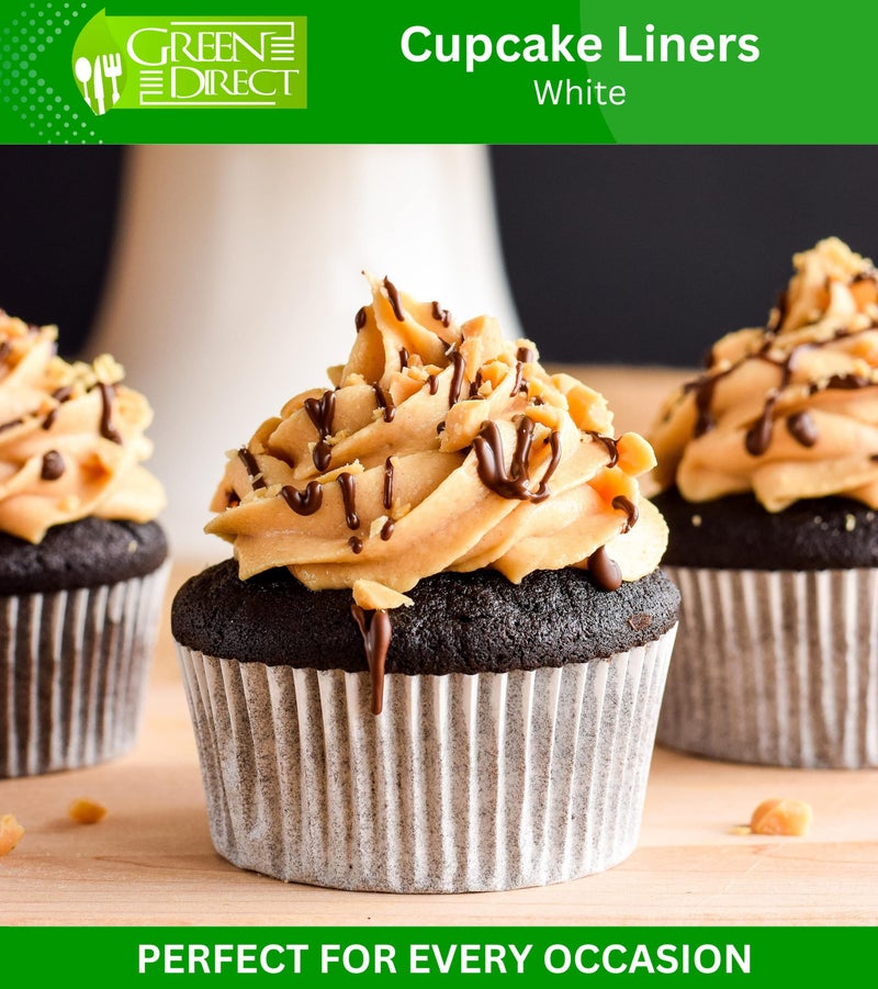Green Direct Cupcake Liners - Standard Size Cupcake Wrappers to use for Pans or carrier or on stand - White Paper Baking Cups Pack of 500 - Image 2