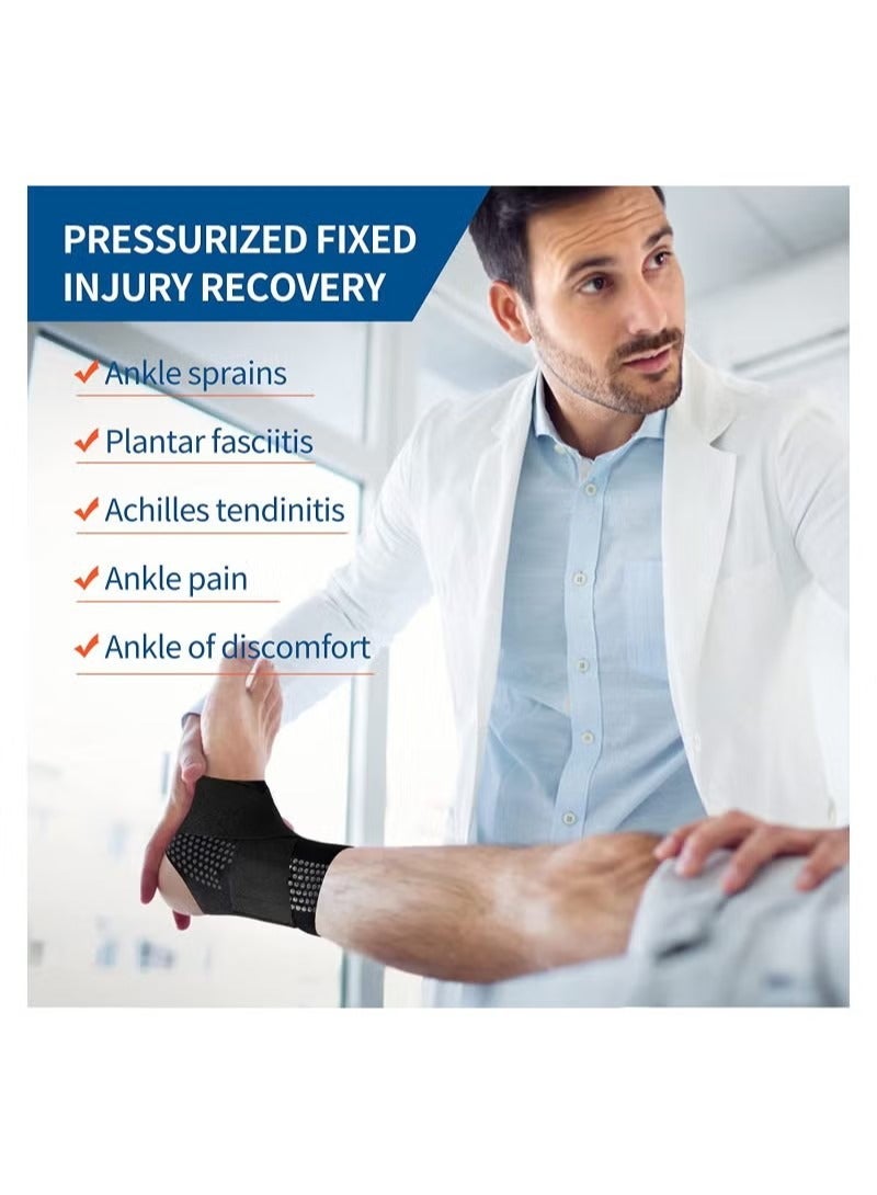 Ankle Braces, Ultra Thin Breathable Adjustable Nonslip Compression Ankle Braces for Plantar Fasciitis Stabilizing Ligaments, Sports Injury Recovery Straps for Ankle Sprain Rehabilitation (Black) - Image 2