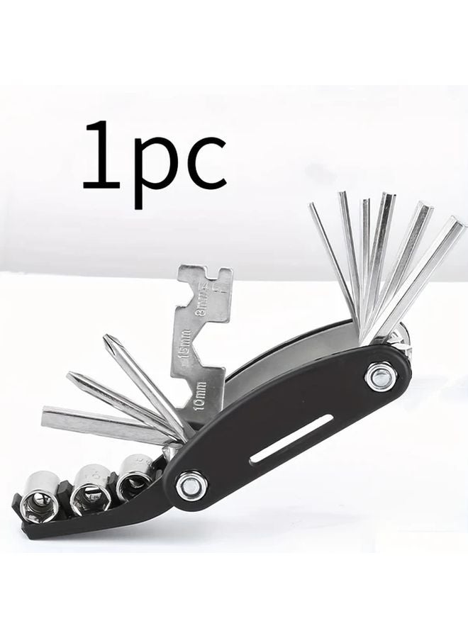أداة متعددة سوداء قابلة للطي محمولة مع مجموعة مفكات براغي بمفاتيح سداسية وجنكو - Image 1