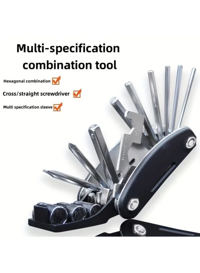 أداة متعددة سوداء قابلة للطي محمولة مع مجموعة مفكات براغي بمفاتيح سداسية وجنكو - Image 2