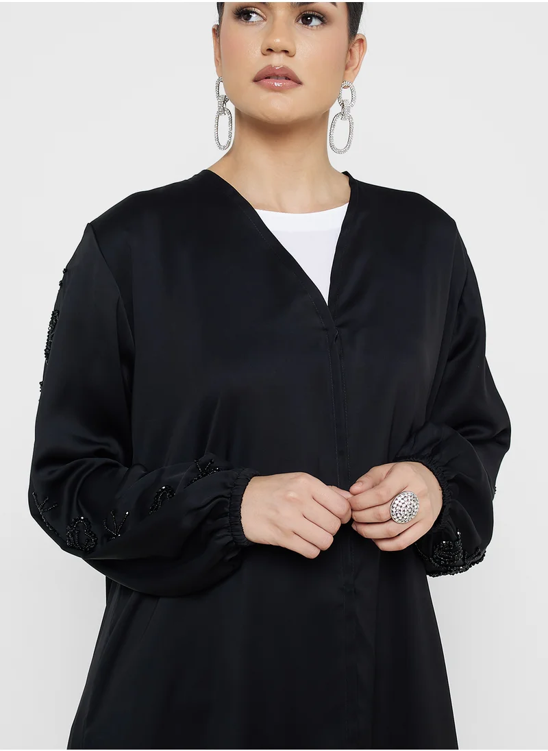 Khizana Embellished Sleeve Abaya With Sheila