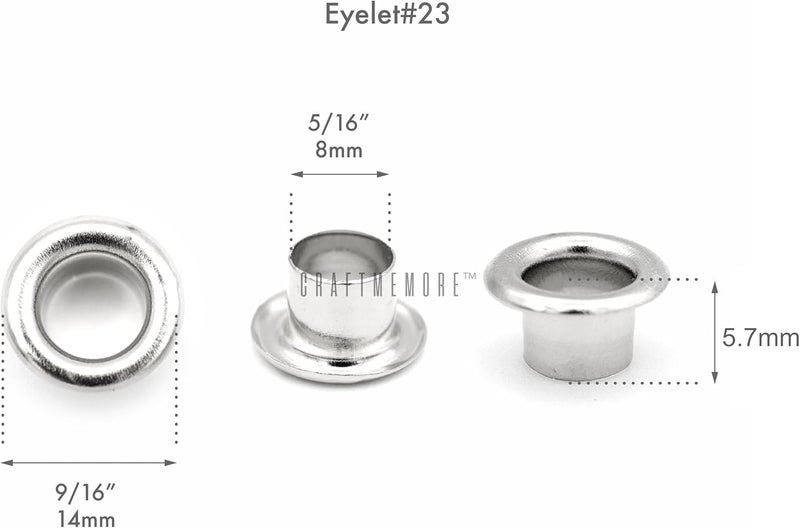 CRAFTMEMORE 100 Pack Aluminium Grommets Eyelets with Washers for Shoes, Bead Cores, Clothes, Leather, Canvas (5/16" (8mm)) - Image 2