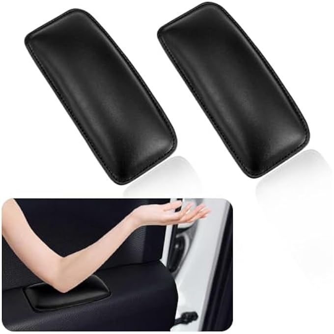 2Pcs Car Knee Cushionsoft Faux Leather Car Door Armrest Pad For Knee Leg Elbowuniversal Cars Center Console Cushion Pad Comfort Pillow For Automotive Interior Accessories Black - Image 1