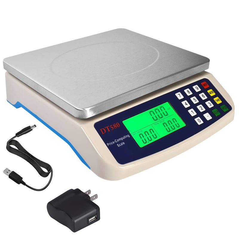 Eosphorus Commercial Food Scale 88lb/40kg Kitchen Scale Deli Scale Digital Meat Scale Price Computing Food Market Restaurant Scales Weighing Pounds, Ounces, Kilograms, Grams - Image 1